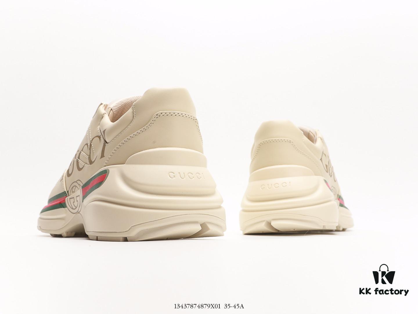 Gucci Rhyton Vintage Trainer Sneaker, Aged Leather Horn-Shape Retro Running Shoe