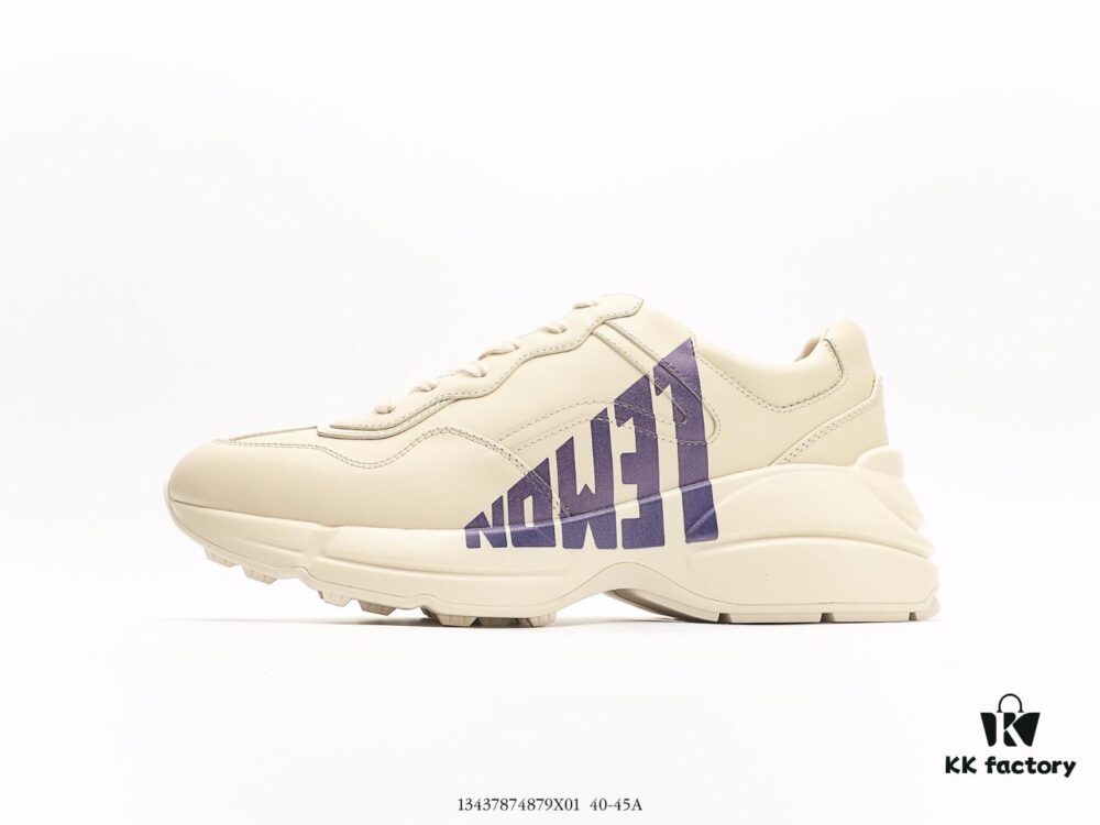 Gucci Rhyton Vintage Trainer Sneaker, Distressed Leather Retro Running Shoes, Italian Handcrafted with Original Last, Full-Grain Calfskin Exterior, Lambskin Lining, TPU Outsole with Wear-Resistant Foam for Superior Cushioning and Durability