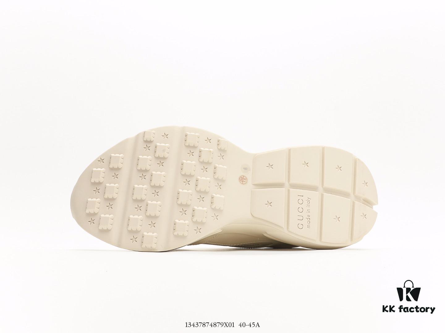 Gucci Rhyton Vintage Trainer Sneaker, Distressed Leather Retro Running Shoes, Italian Handcrafted with Original Last, Full-Grain Calfskin Exterior, Lambskin Lining, TPU Outsole with Wear-Resistant Foam for Superior Cushioning and Durability