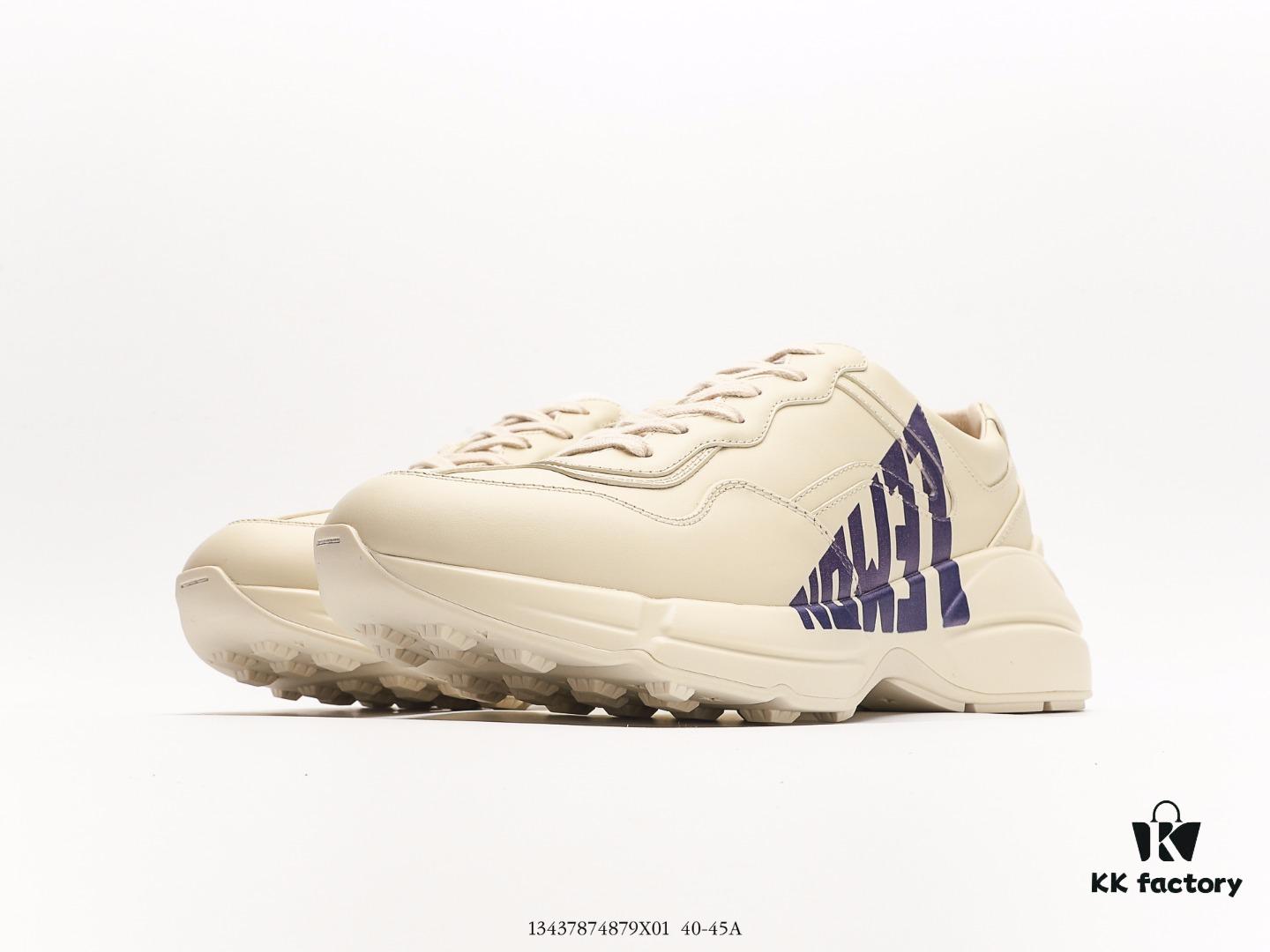 Gucci Rhyton Vintage Trainer Sneaker, Distressed Leather Retro Running Shoes, Italian Handcrafted with Original Last, Full-Grain Calfskin Exterior, Lambskin Lining, TPU Outsole with Wear-Resistant Foam for Superior Cushioning and Durability