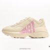 Gucci Rhyton Vintage Trainer Sneaker, Distressed Leather Retro Running Shoe, Italian Craftsmanship, Full-Grain Calfskin Upper, Lambskin Lining, TPU and Wear-Resistant Foam Sole