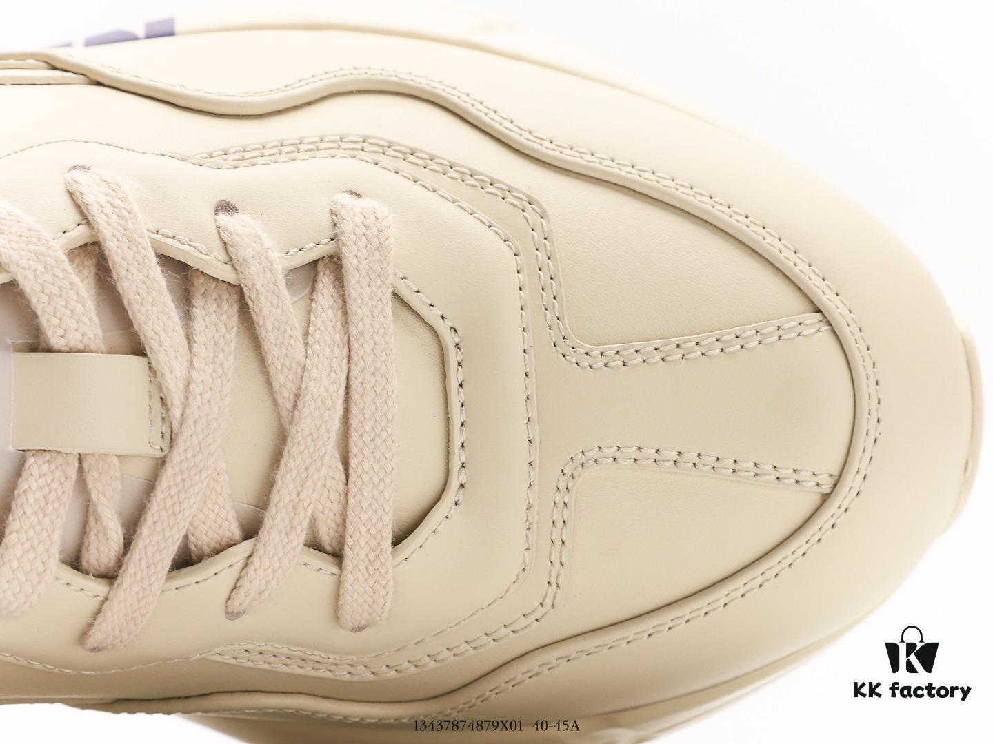 Gucci Rhyton Vintage Trainer Sneaker, Distressed Leather Retro Running Shoes, Italian Handcrafted with Original Last, Full-Grain Calfskin Exterior, Lambskin Lining, TPU Outsole with Wear-Resistant Foam for Superior Cushioning and Durability