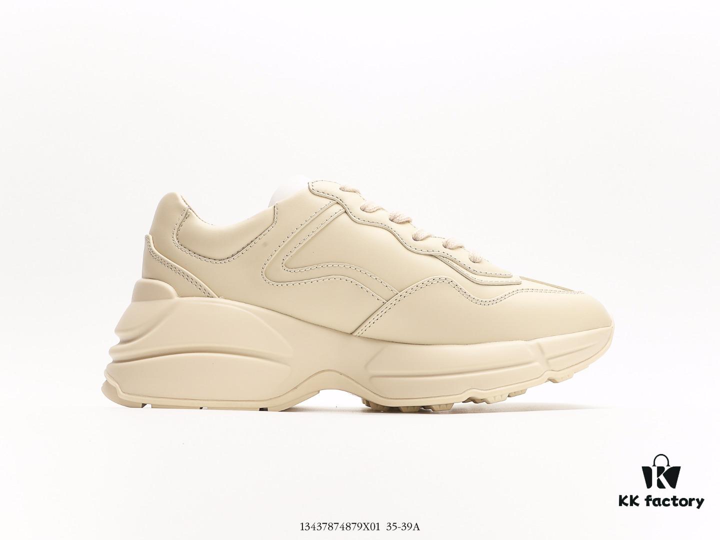 Gucci Rhyton Vintage Trainer Sneaker, Distressed Leather Retro Running Shoe, Italian Craftsmanship, Full-Grain Calfskin Upper, Lambskin Lining, TPU and Wear-Resistant Foam Sole