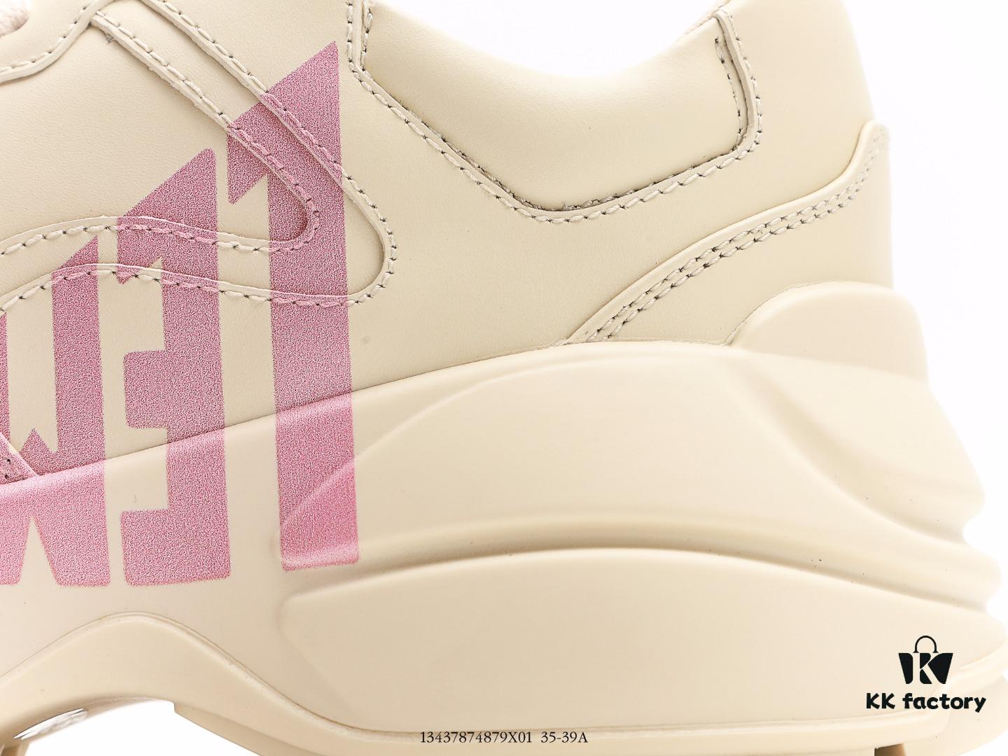 Gucci Rhyton Vintage Trainer Sneaker, Distressed Leather Retro Running Shoe, Italian Craftsmanship, Full-Grain Calfskin Upper, Lambskin Lining, TPU and Wear-Resistant Foam Sole