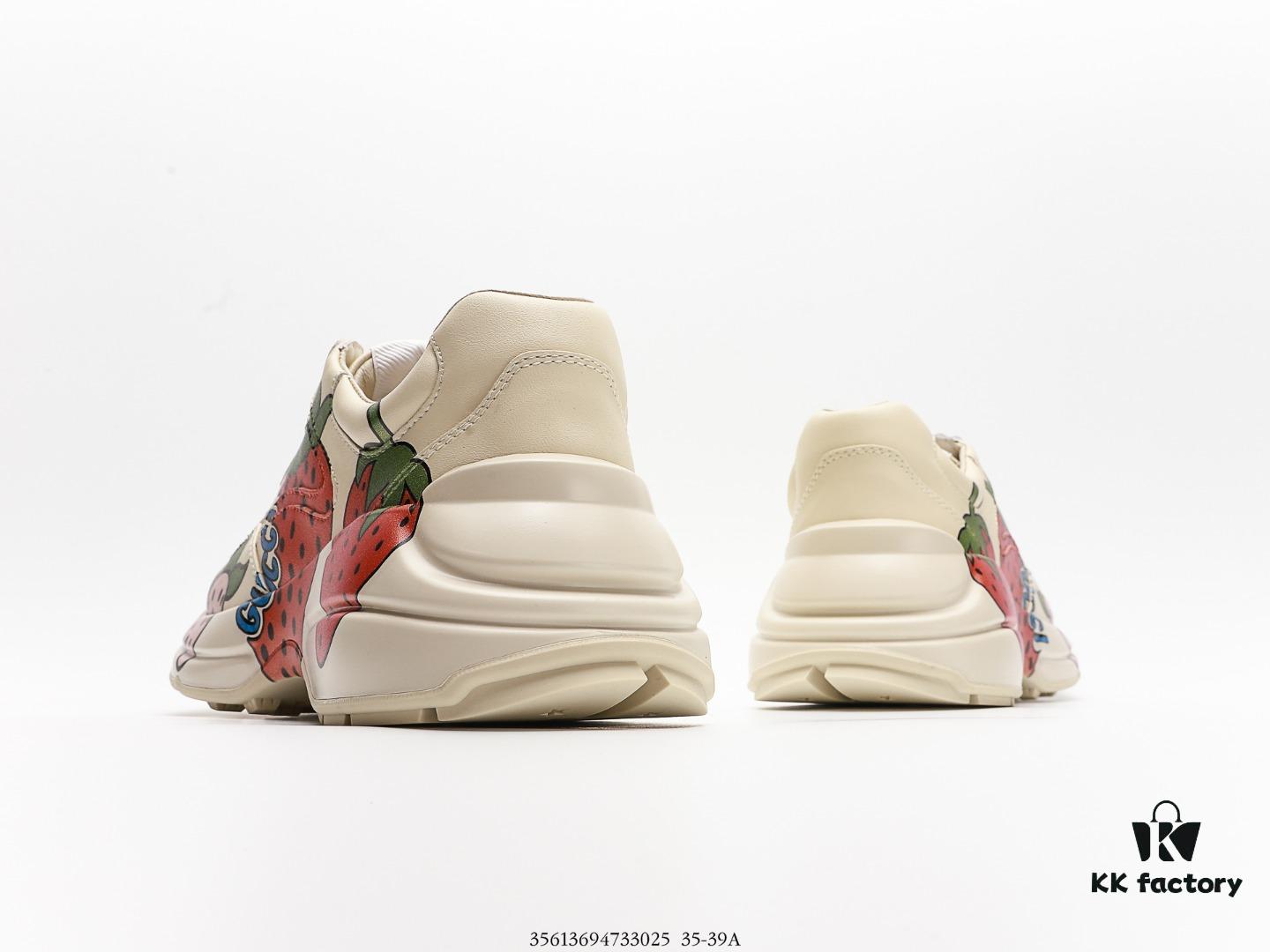 Gucci Rhyton Vintage Trainer Sneaker, Distressed Leather Retro Running Shoes, Italian Craftsmanship, Full-Grain Calfskin Exterior, Lambskin Lining, TPU Sole with Wear-Resistant Foam for Shock Absorption