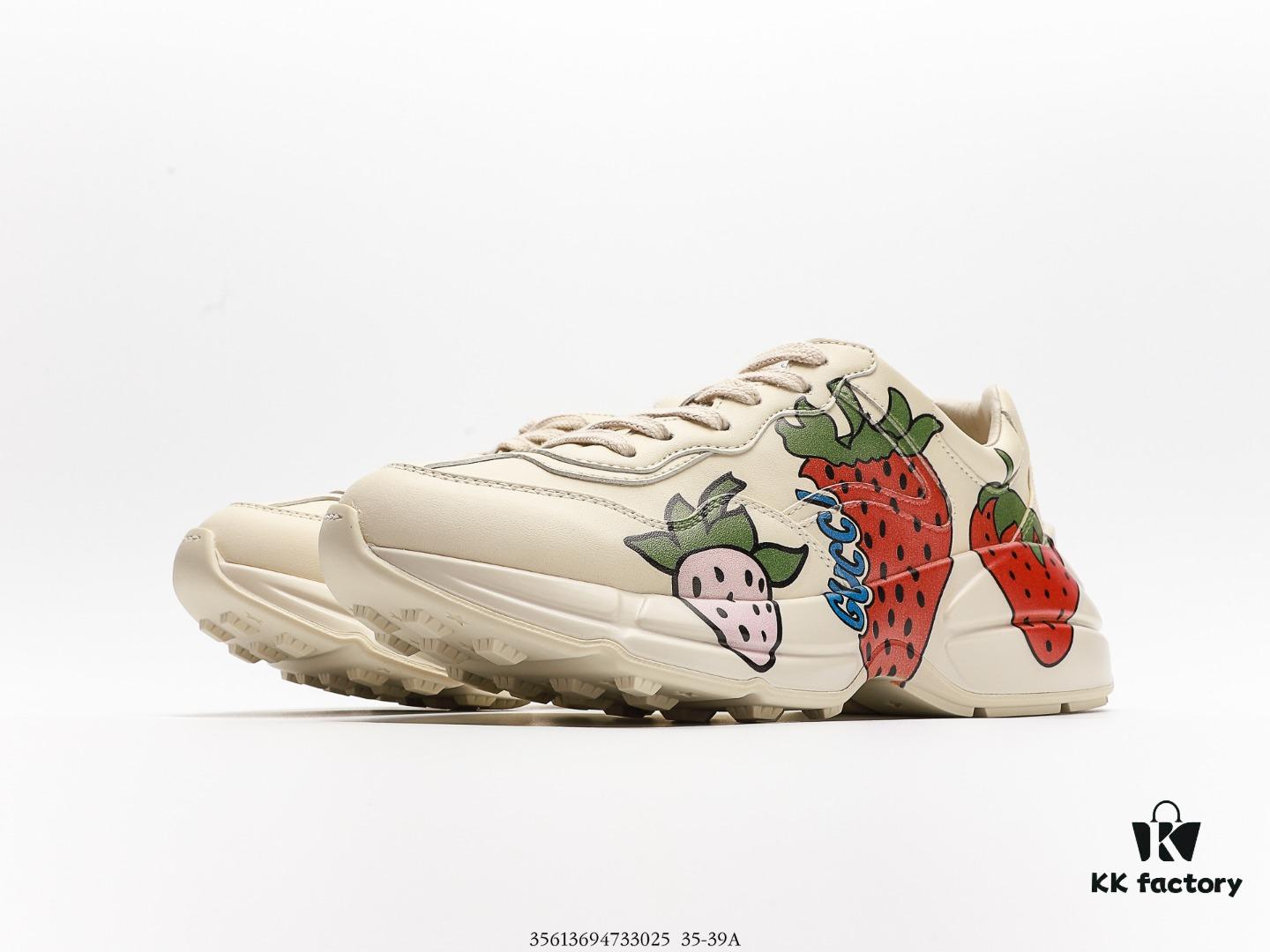 Gucci Rhyton Vintage Trainer Sneaker, Distressed Leather Retro Running Shoes, Italian Craftsmanship, Full-Grain Calfskin Exterior, Lambskin Lining, TPU Sole with Wear-Resistant Foam for Shock Absorption