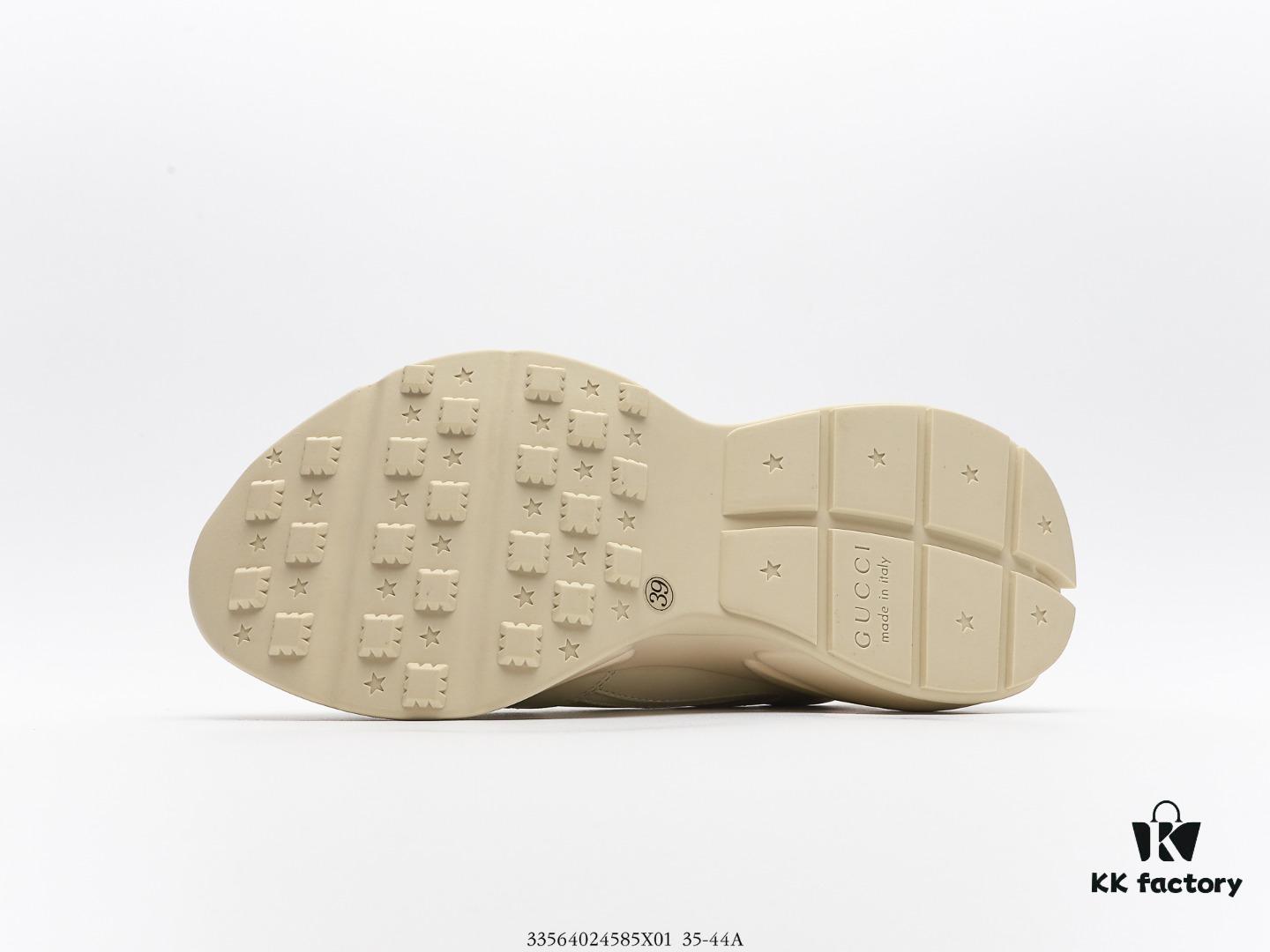 Gucci Rhyton Vintage Trainer Sneaker, Aged Leather Retro Running Shoe, Italian Handcrafted Original Last, Full Grain Calfskin Exterior, Lambskin Lining, TPU Sole with Wear-Resistant Foam for Enhanced Cushioning