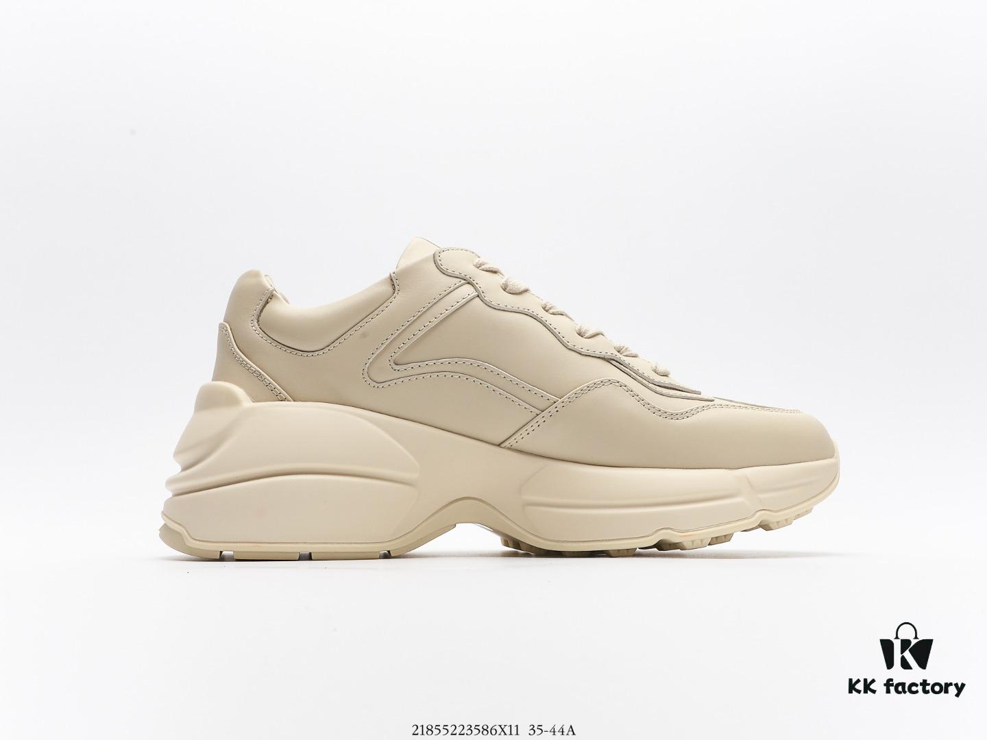 Gucci Rhyton Vintage Trainer Sneaker, Distressed Leather Retro Running Shoe, Italian Handcrafted Original Last, Full-Grain Calfskin Exterior, Lambskin Lining, High-Fidelity Sole Replication with TPU and Wear-Resistant Foam for Shock Absorption