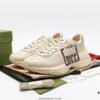 Gucci Rhyton Vintage Trainer Sneaker, Distressed Leather Retro Running Shoes, Italian Handmade Original Last, Calfskin Upper, Lambskin Lining, TPU Sole with Wear-Resistant Foam