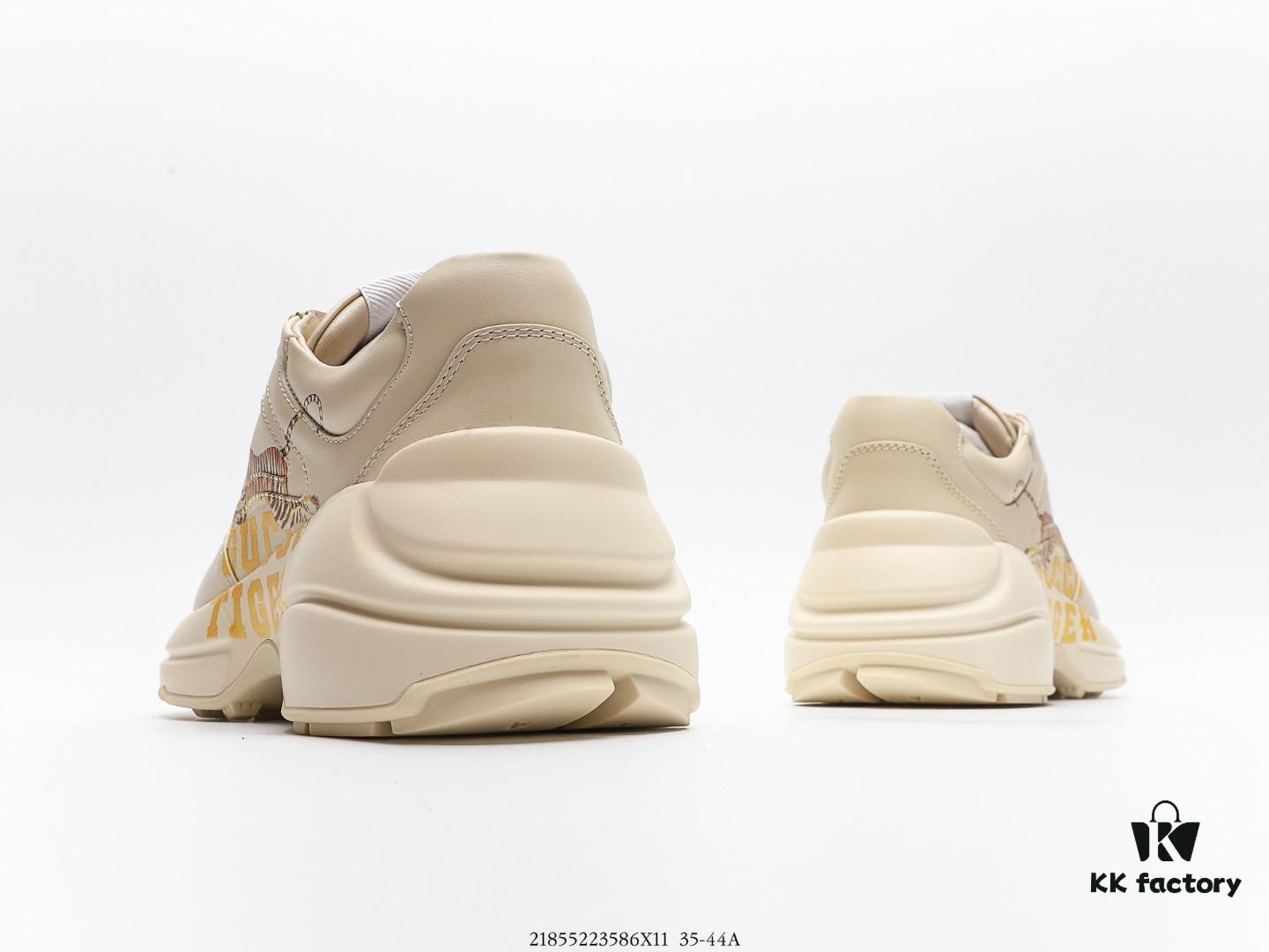 Gucci Rhyton Vintage Trainer Sneaker, Distressed Leather Retro Running Shoe, Italian Handcrafted Original Last, Full-Grain Calfskin Exterior, Lambskin Lining, High-Fidelity Sole Replication with TPU and Wear-Resistant Foam for Shock Absorption