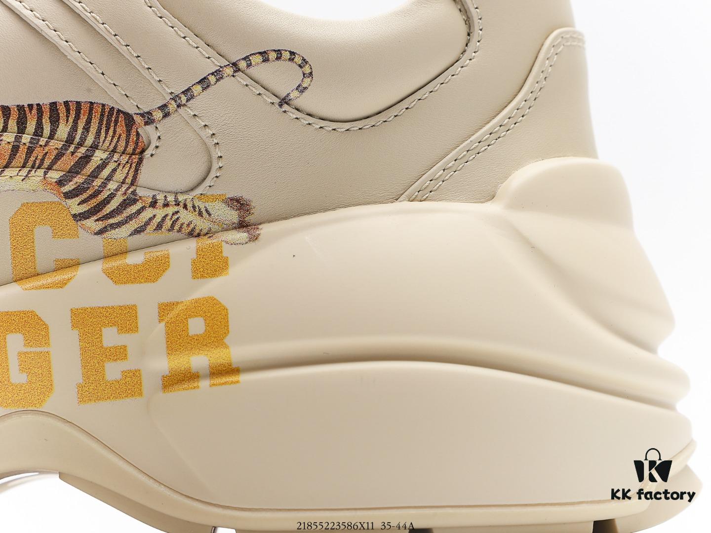 Gucci Rhyton Vintage Trainer Sneaker, Distressed Leather Retro Running Shoe, Italian Handcrafted Original Last, Full-Grain Calfskin Exterior, Lambskin Lining, High-Fidelity Sole Replication with TPU and Wear-Resistant Foam for Shock Absorption