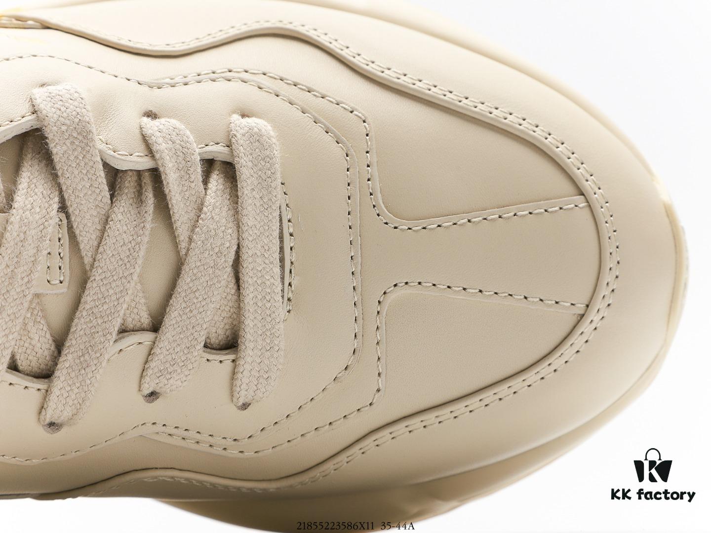 Gucci Rhyton Vintage Trainer Sneaker, Distressed Leather Retro Running Shoe, Italian Handcrafted Original Last, Full-Grain Calfskin Exterior, Lambskin Lining, High-Fidelity Sole Replication with TPU and Wear-Resistant Foam for Shock Absorption