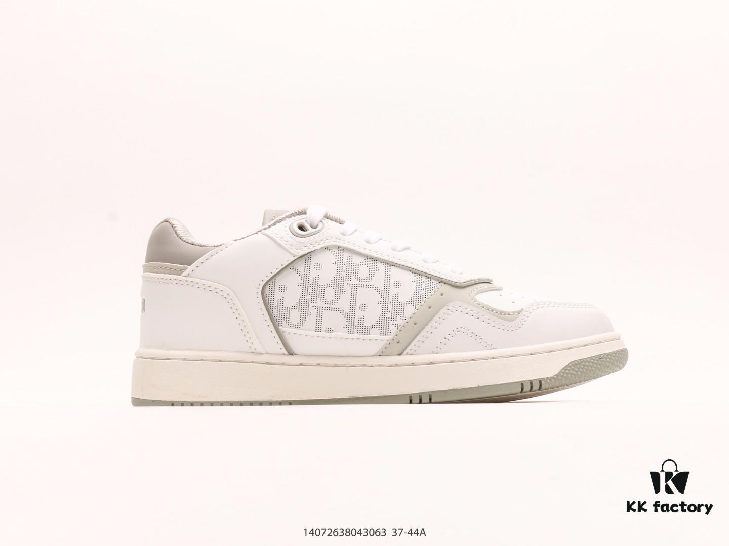Dior New B27 Sneakers, Smooth Calfskin Leather with Signature Inlay Design and Stitching Art, Minimalist Monochrome Style with Classic Logo Print