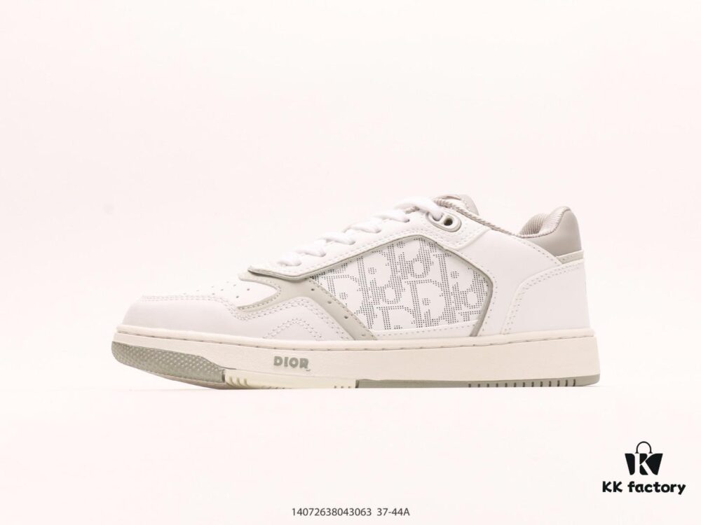Dior New B27 Sneakers, Smooth Calfskin Leather with Signature Inlay Design and Stitching Art, Minimalist Monochrome Style with Classic Logo Print