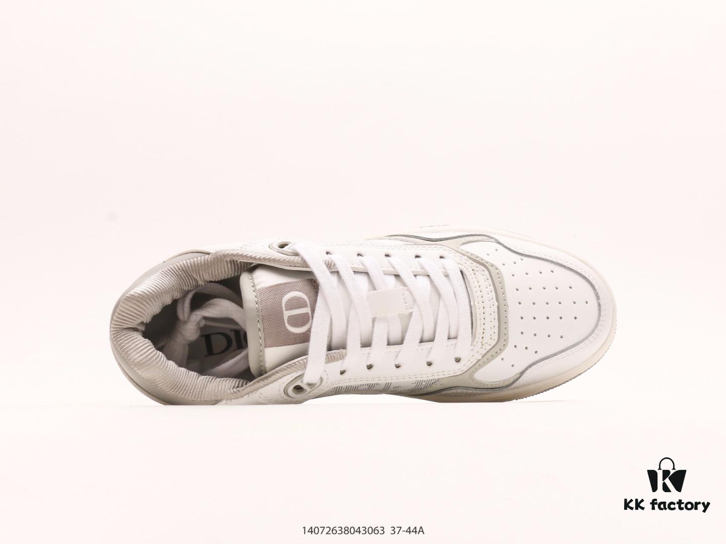 Dior New B27 Sneakers, Smooth Calfskin Leather with Signature Inlay Design and Stitching Art, Minimalist Monochrome Style with Classic Logo Print