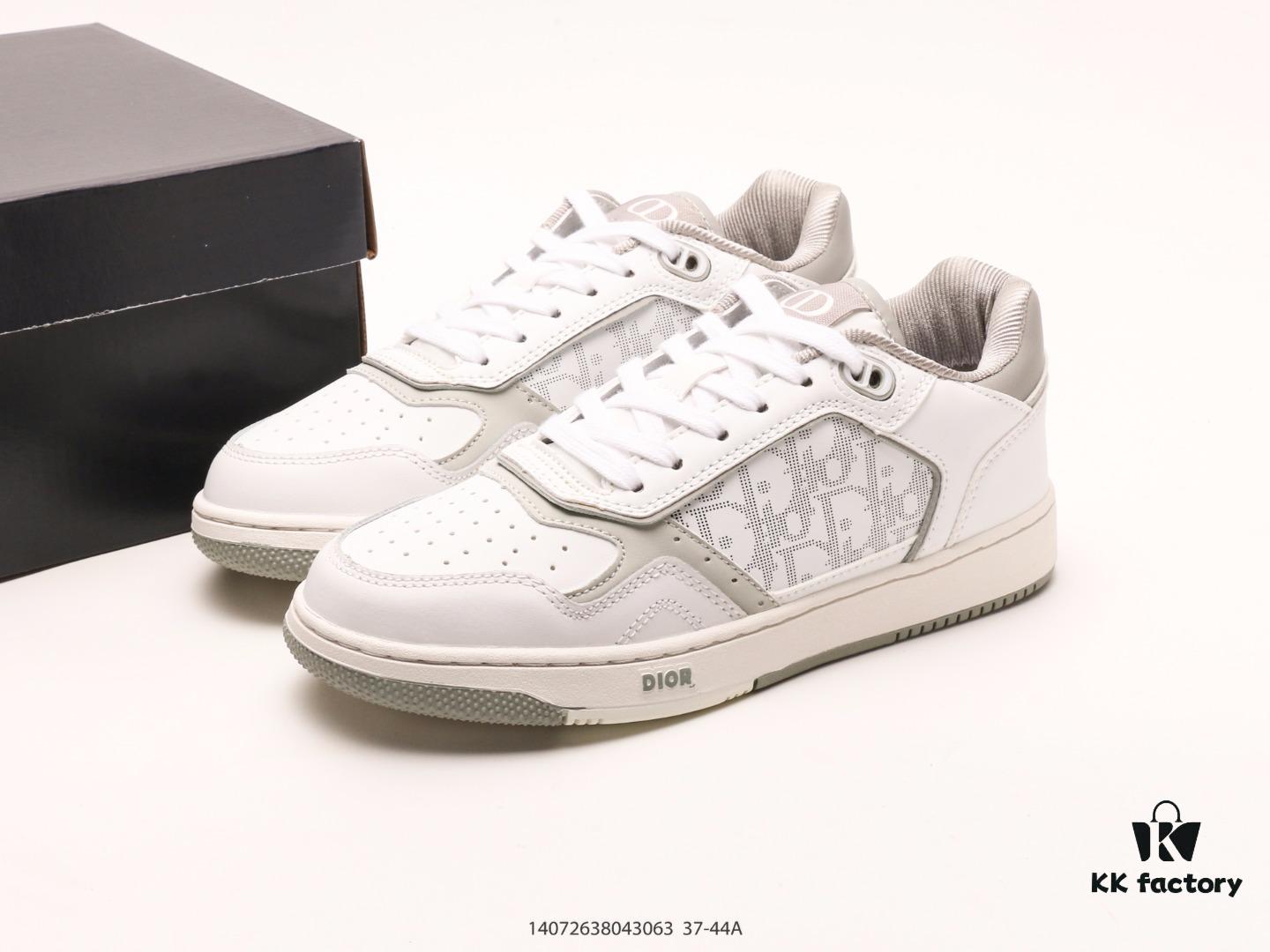 Dior New B27 Sneakers, Smooth Calfskin Leather with Signature Inlay Design and Stitching Art, Minimalist Monochrome Style with Classic Logo Print