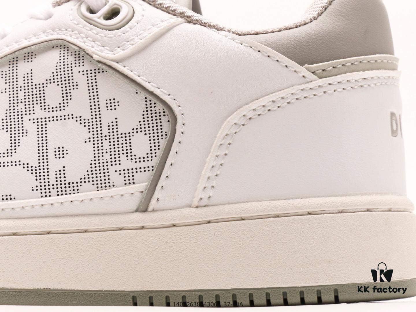 Dior New B27 Sneakers, Smooth Calfskin Leather with Signature Inlay Design and Stitching Art, Minimalist Monochrome Style with Classic Logo Print