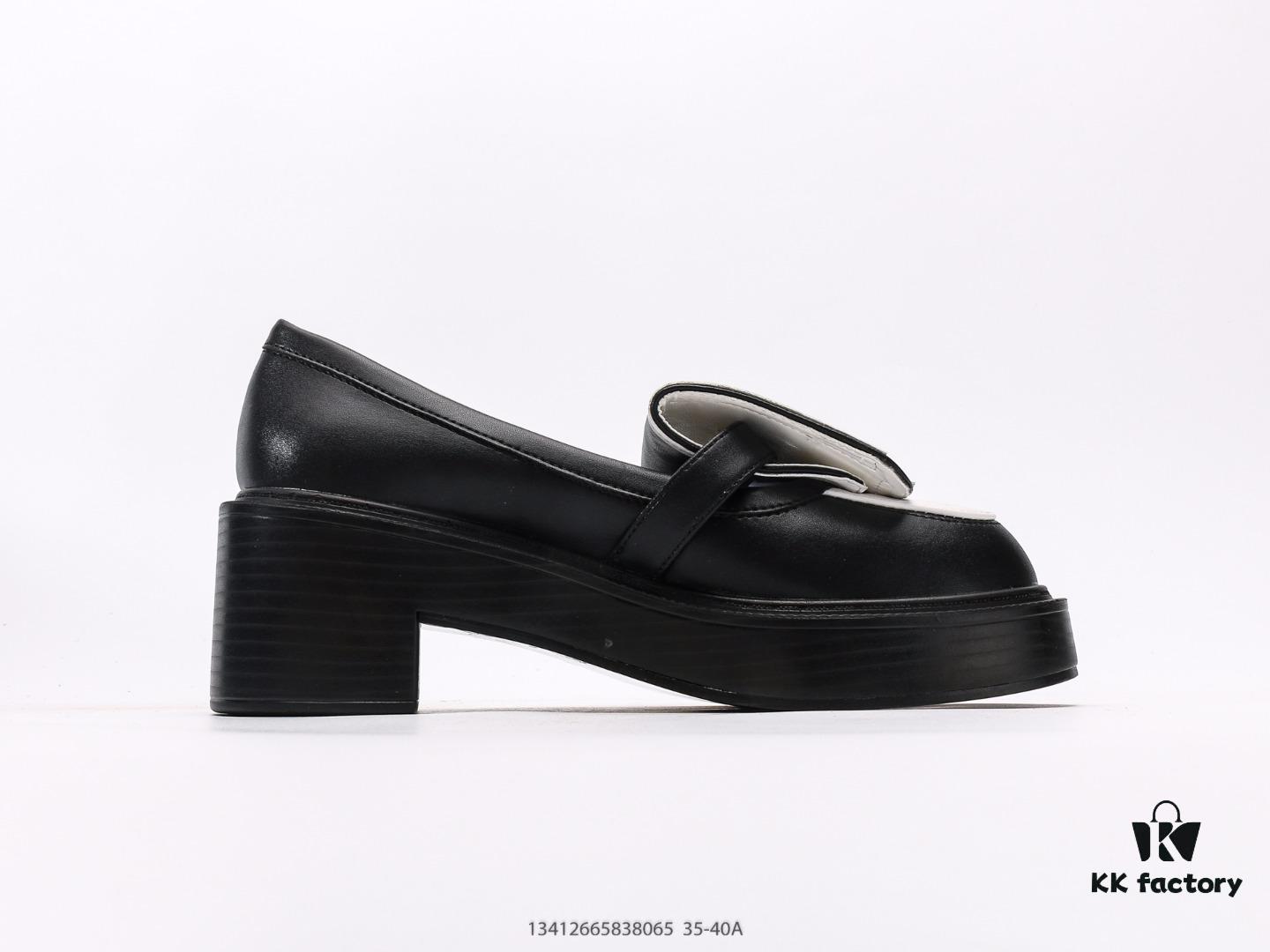 Chanel Business Women's Leather Shoes High Heels Chunky Square Heel Thick Sole Elevating Shoes Trendy Casual Sneakers Classic All-Season Style