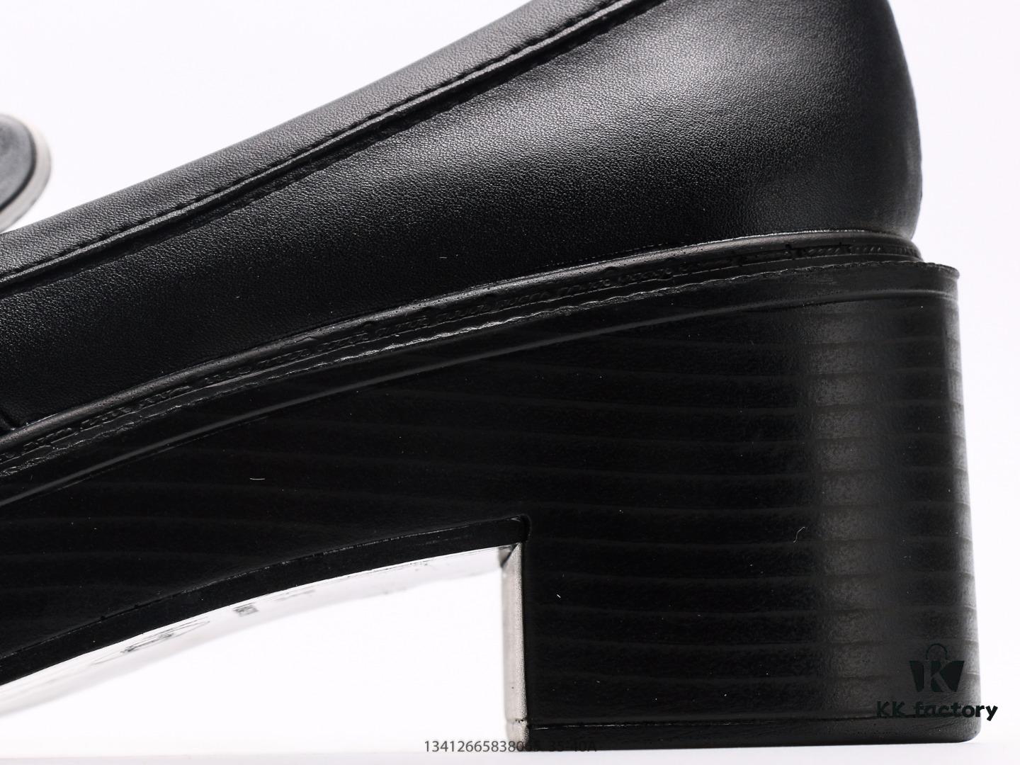 Chanel Business Women's Leather Shoes High Heels Chunky Square Heel Thick Sole Elevating Shoes Trendy Casual Sneakers Classic All-Season Style