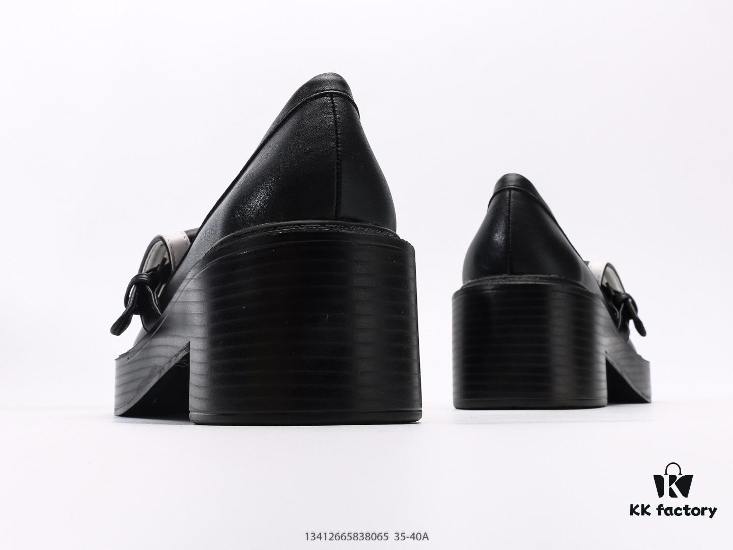 Chanel Business Women's Leather Shoes High Heels Chunky Square Heel Thick Sole Elevating Shoes Trendy Casual Sneakers Classic All-Season Style