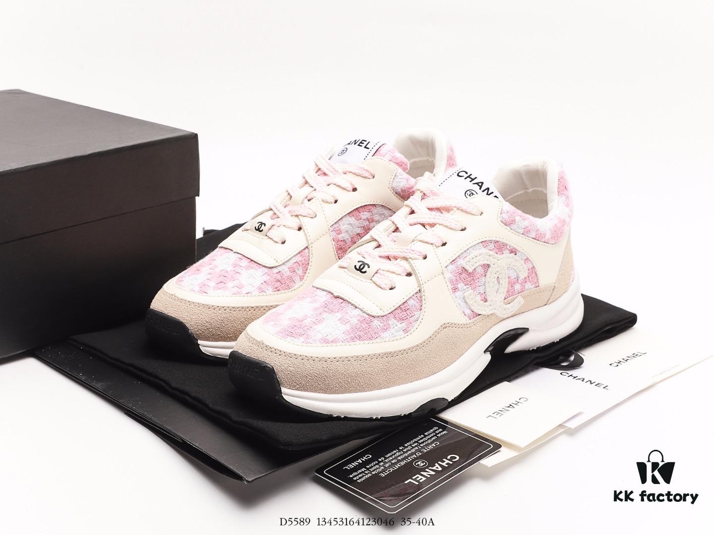 Chanel 2023 Logo Sneakers, Kruus Lightweight Retro Dad Shoes, Futuristic Metallic Style, Original Mold Design with Enhanced Texture and Refined Silhouette