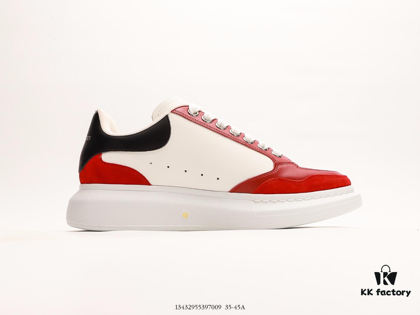 Alexander McQueen Oversized Sneakers, Low-top Fashion Thick-soled Casual White Leather Sneakers