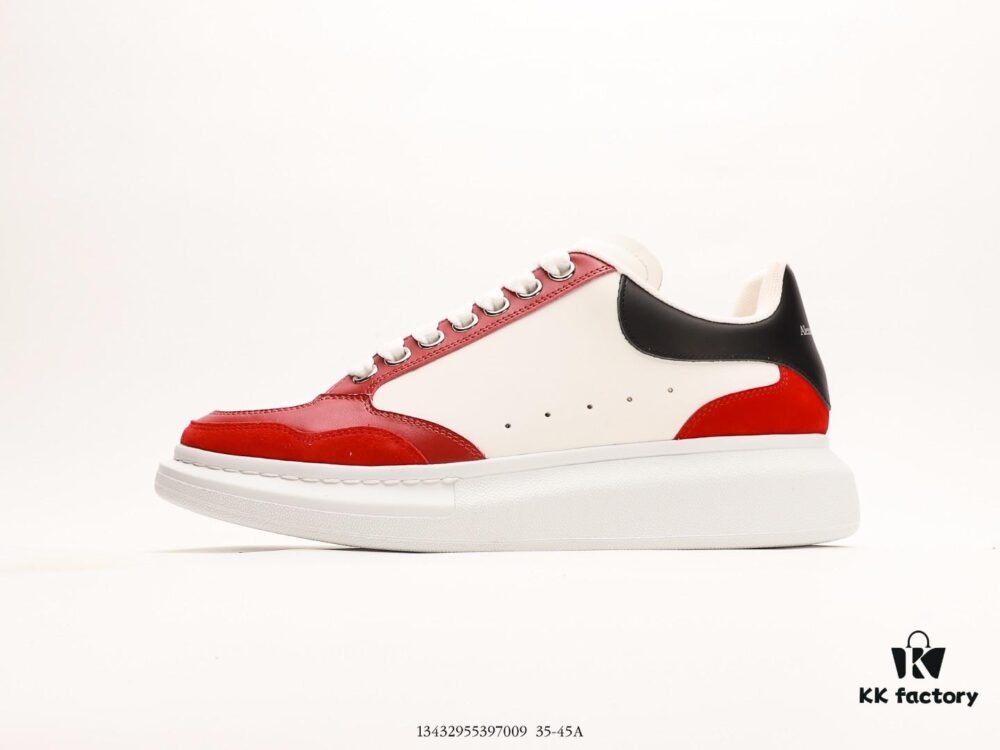 Alexander McQueen Oversized Sneakers, Low-top Fashion Thick-soled Casual White Leather Sneakers