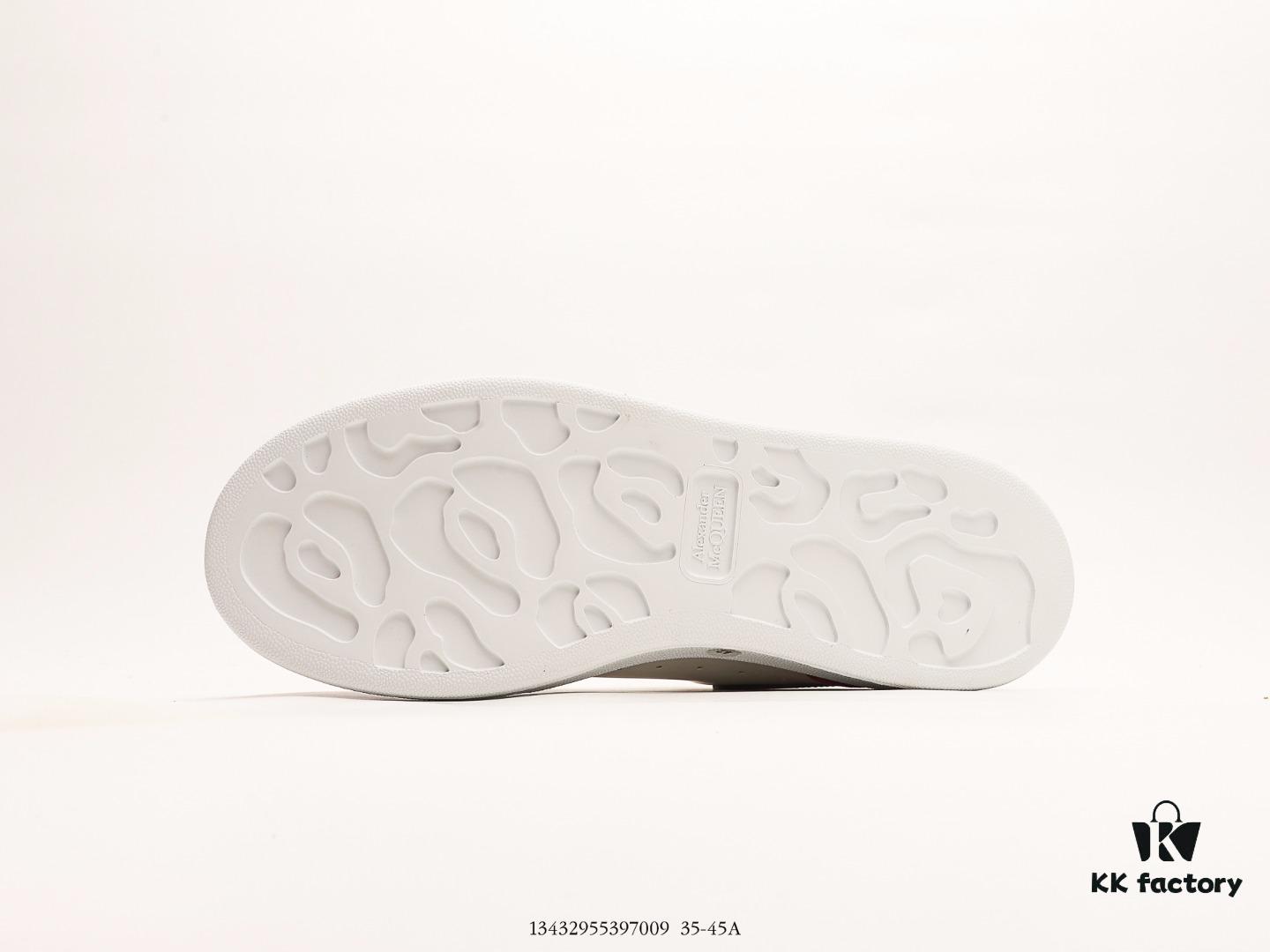 Alexander McQueen Oversized Sneakers, Low-top Fashion Thick-soled Casual White Leather Sneakers