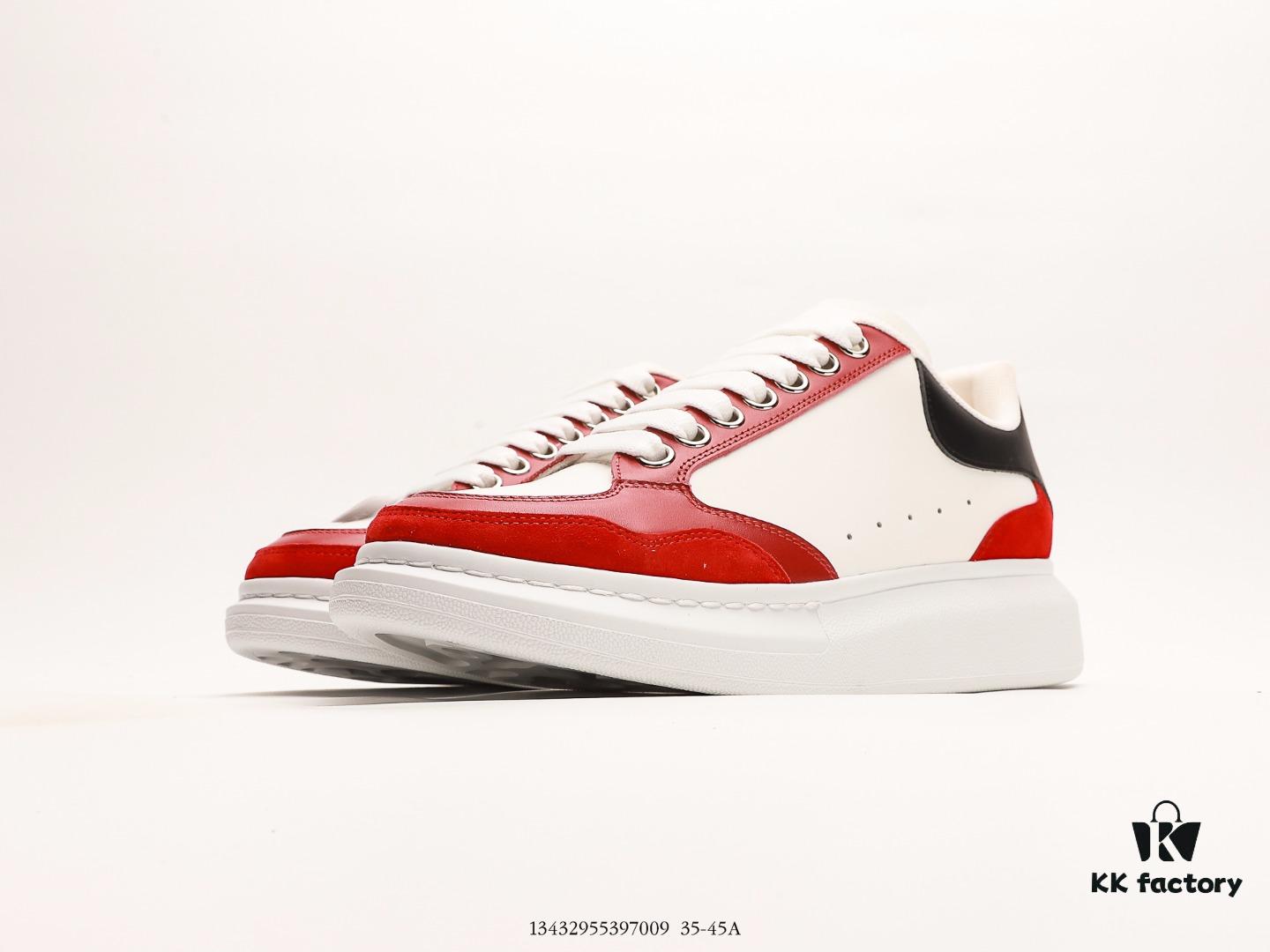 Alexander McQueen Oversized Sneakers, Low-top Fashion Thick-soled Casual White Leather Sneakers