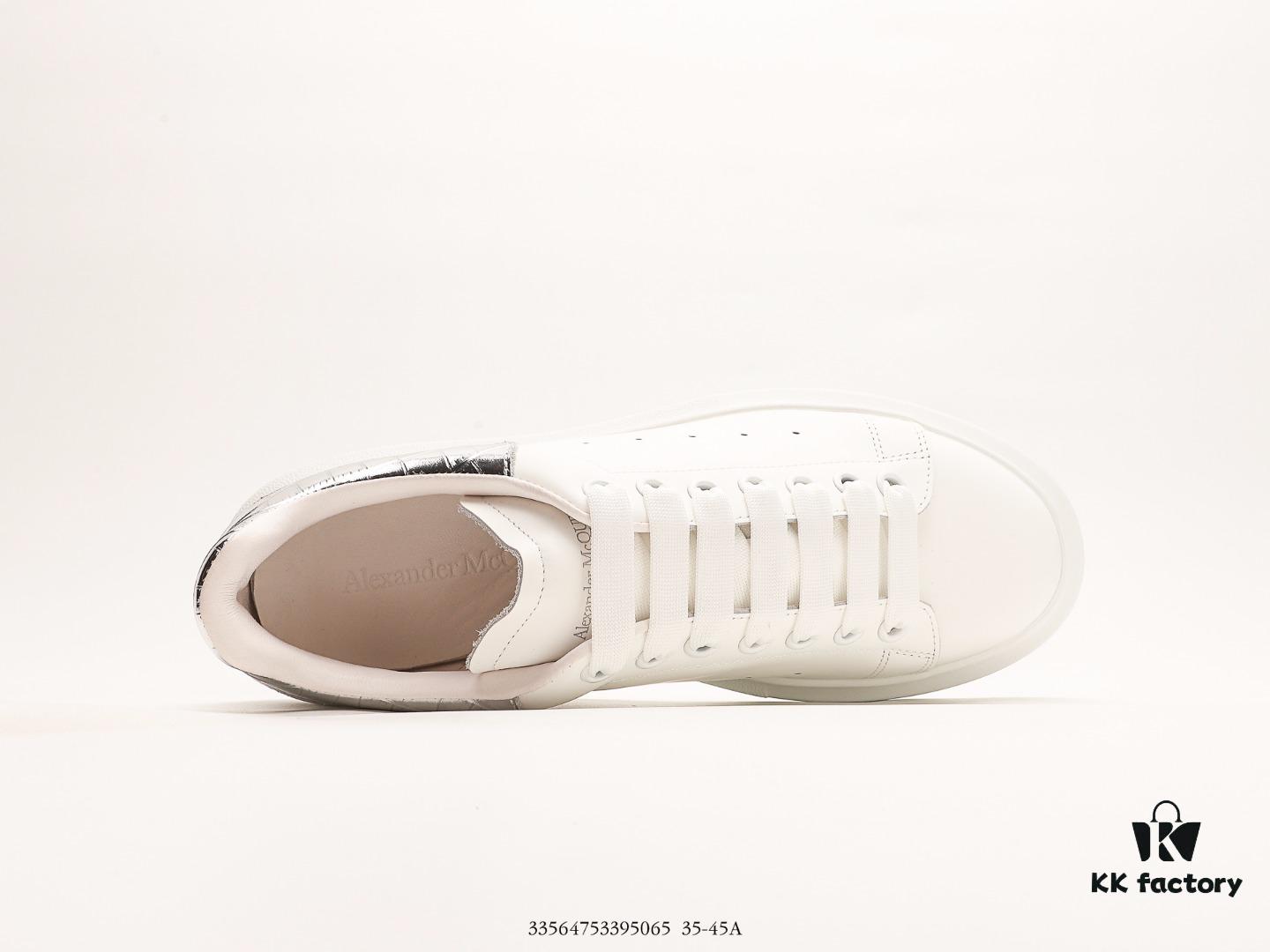 Alexander McQueen Sole Leather Sneakers, Low-Top Fashion Thick-Soled Casual White Shoes
