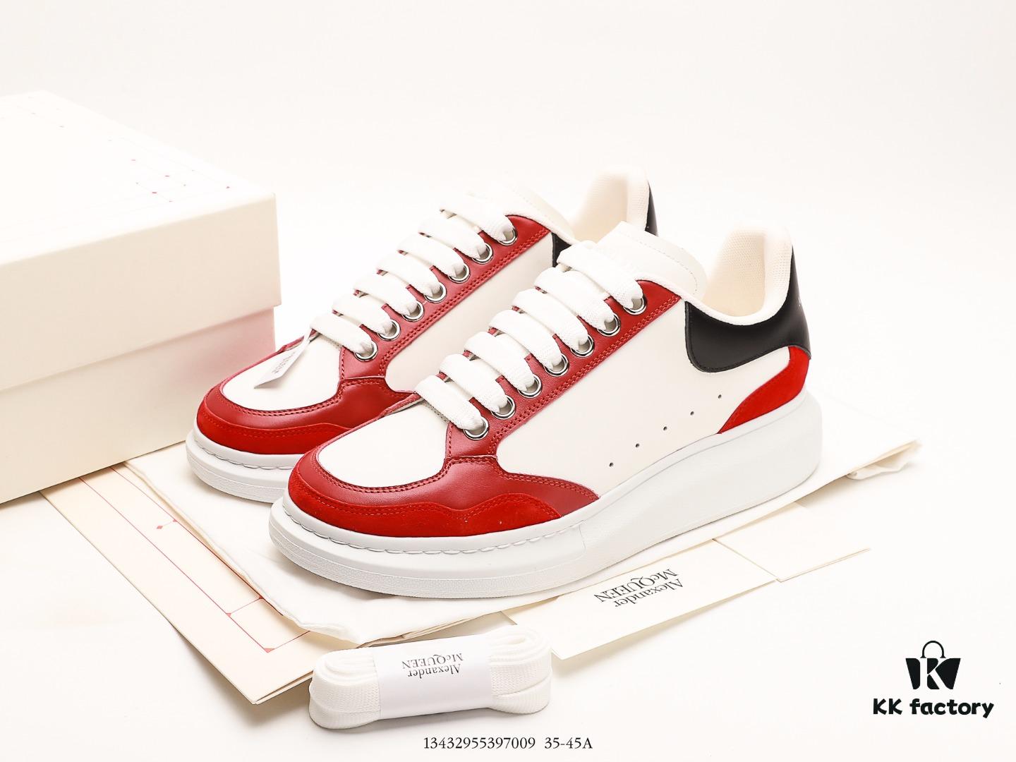 Alexander McQueen Oversized Sneakers, Low-top Fashion Thick-soled Casual White Leather Sneakers