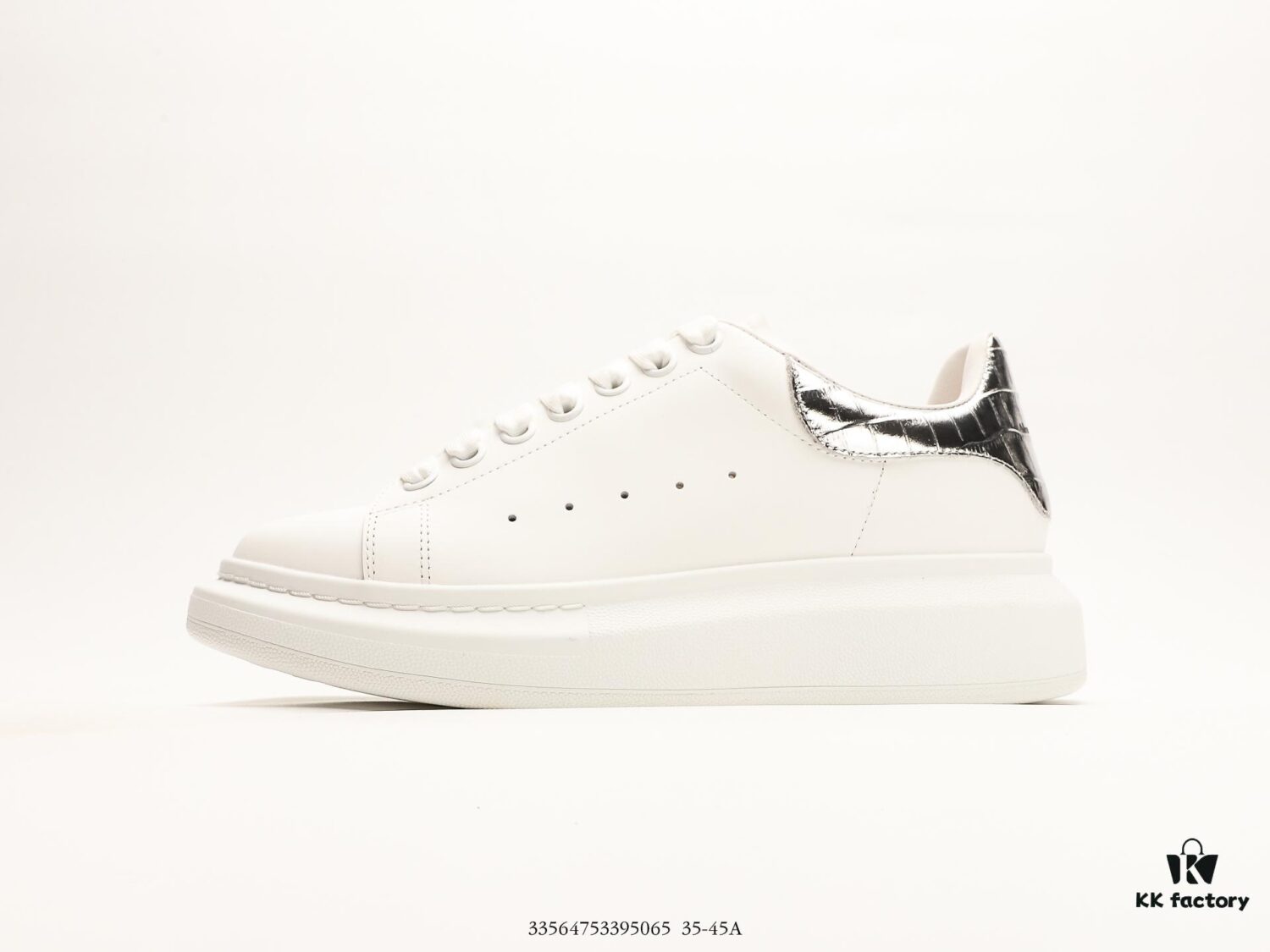 Alexander McQueen Sole Leather Sneakers, Low-Top Fashion Thick-Soled Casual White Shoes
