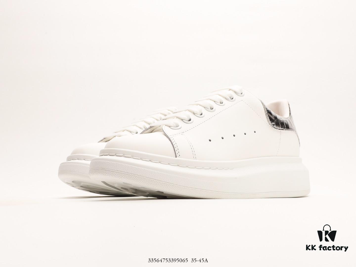 Alexander McQueen Sole Leather Sneakers, Low-Top Fashion Thick-Soled Casual White Shoes