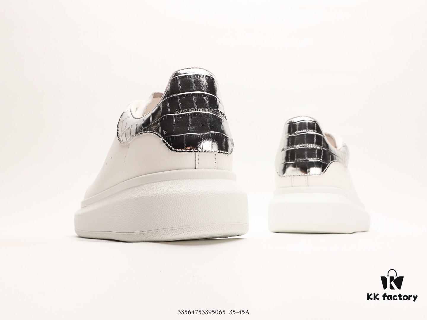 Alexander McQueen Sole Leather Sneakers, Low-Top Fashion Thick-Soled Casual White Shoes