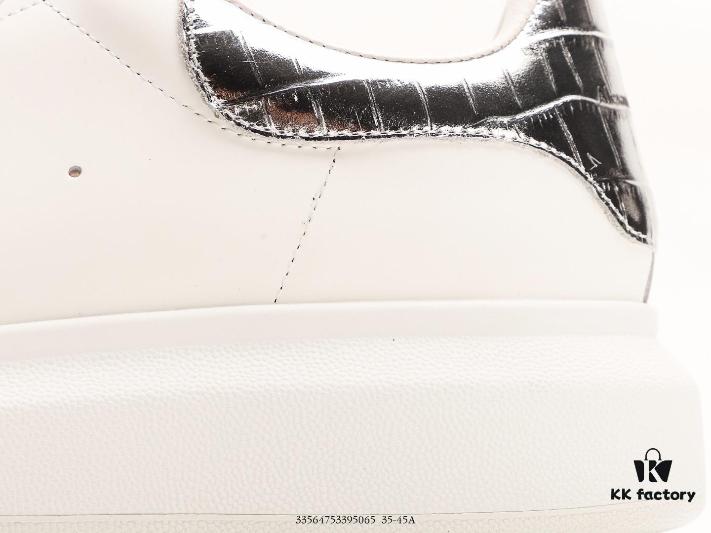 Alexander McQueen Sole Leather Sneakers, Low-Top Fashion Thick-Soled Casual White Shoes