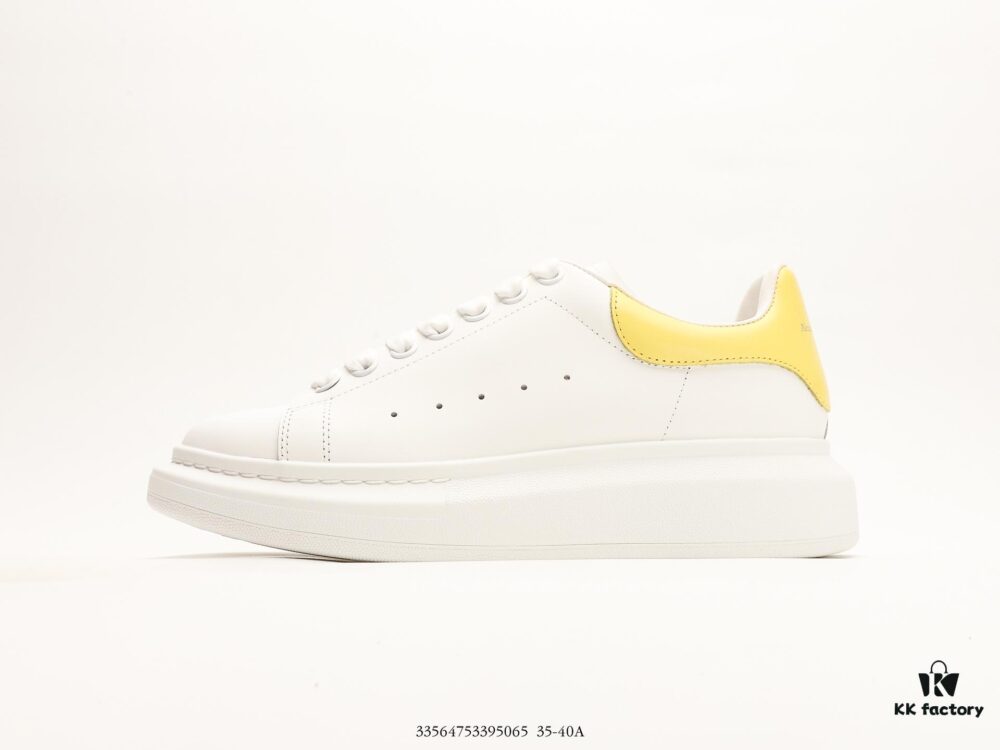 Alexander McQueen Sole Leather Sneakers, Low-top Fashion Thick-soled Casual White Sneakers