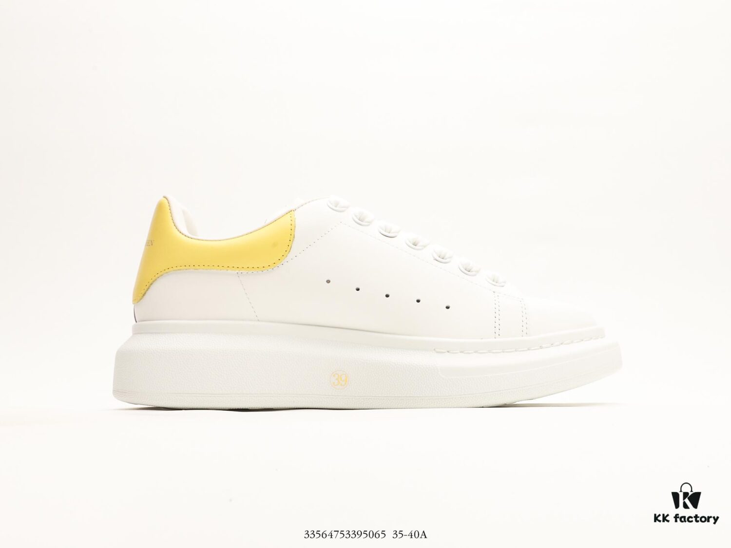 Alexander McQueen Sole Leather Sneakers, Low-top Fashion Thick-soled Casual White Sneakers