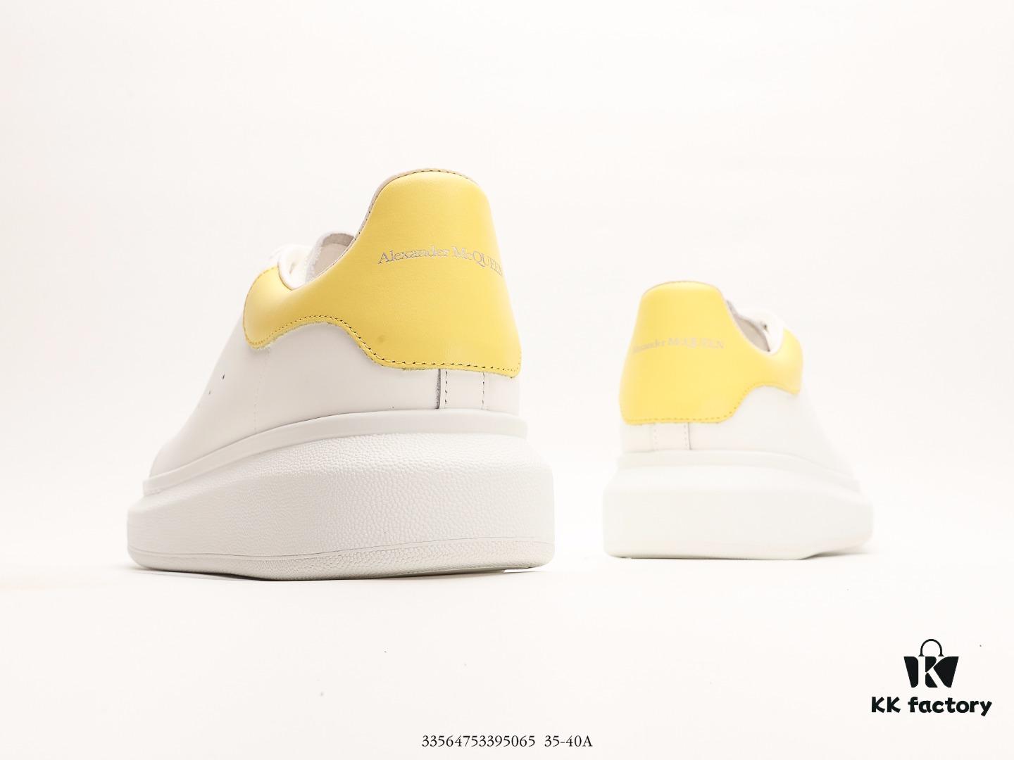 Alexander McQueen Sole Leather Sneakers, Low-top Fashion Thick-soled Casual White Sneakers