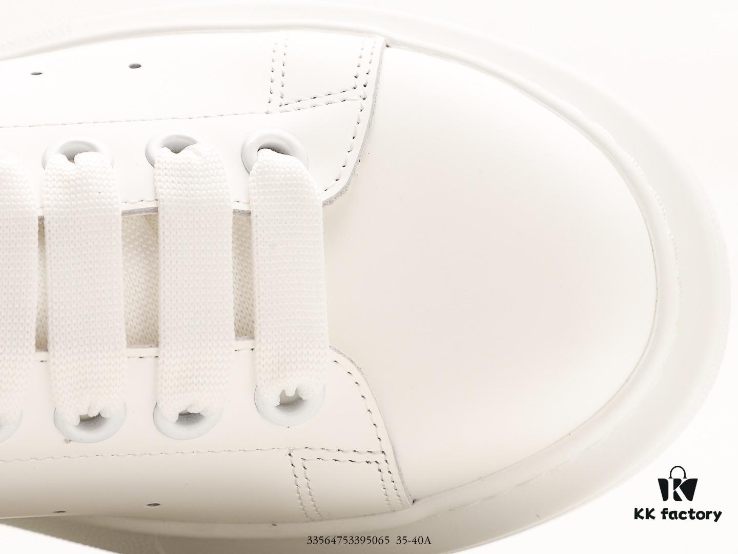 Alexander McQueen Sole Leather Sneakers, Low-top Fashion Thick-soled Casual White Sneakers