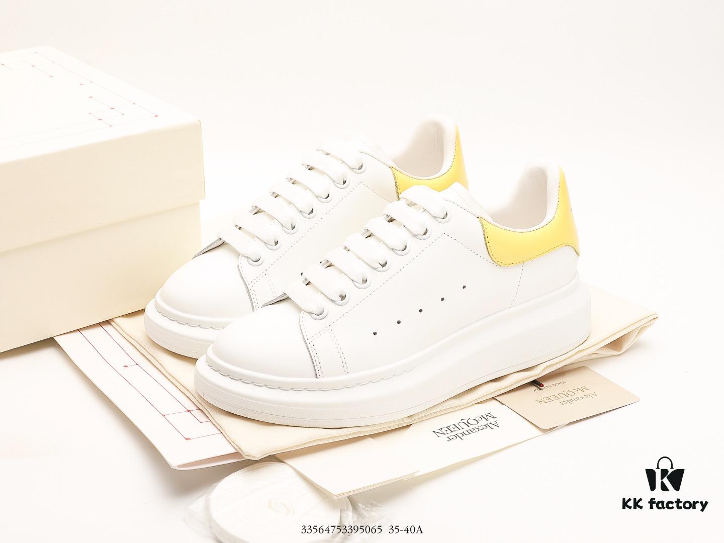 Alexander McQueen Sole Leather Sneakers, Low-top Fashion Thick-soled Casual White Sneakers