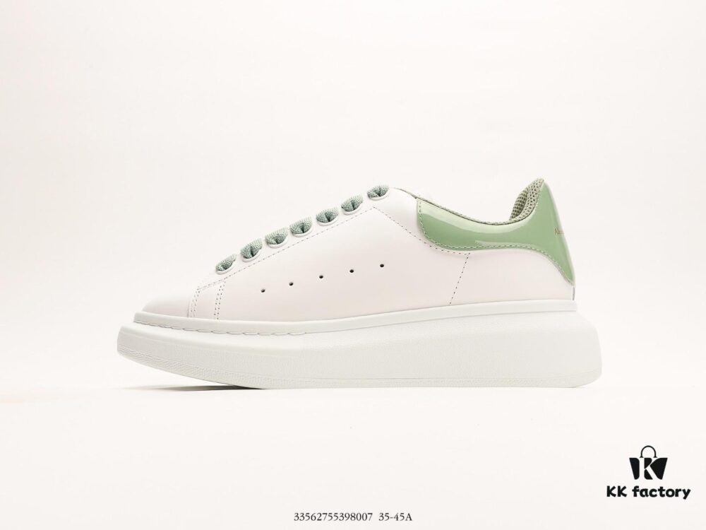 Alexander McQueen Sole Leather Sneakers, Low-top Fashion Platform Casual White Sneakers