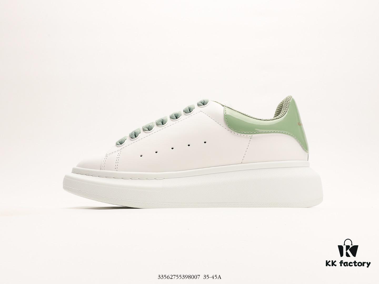 Alexander McQueen Sole Leather Sneakers, Low-top Fashion Platform Casual White Sneakers