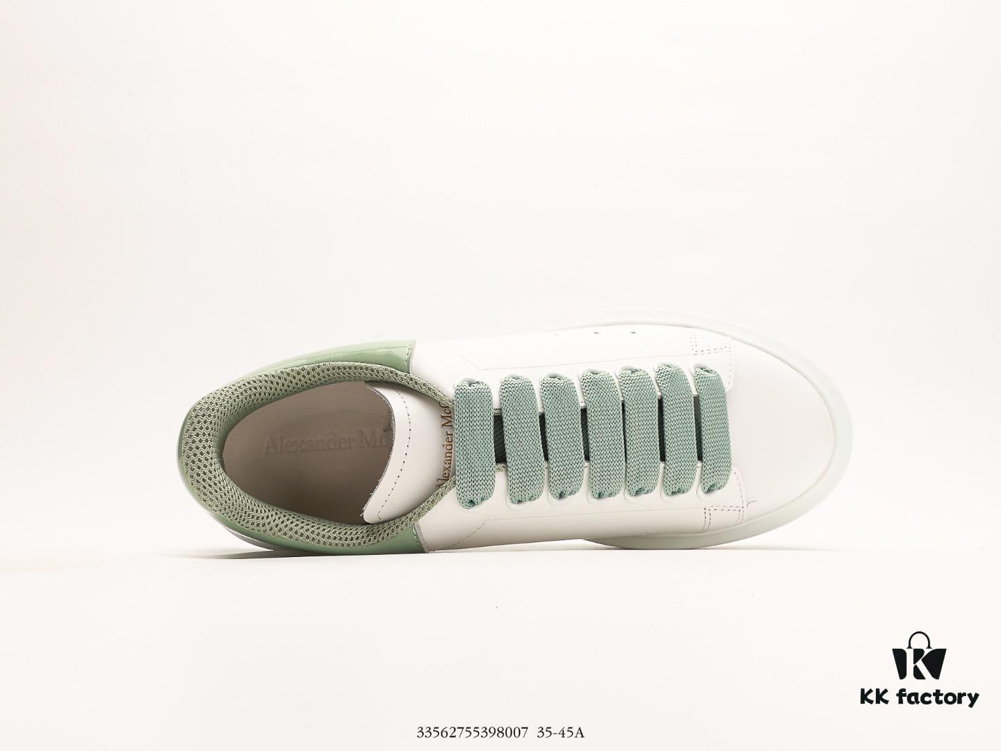 Alexander McQueen Sole Leather Sneakers, Low-top Fashion Platform Casual White Sneakers