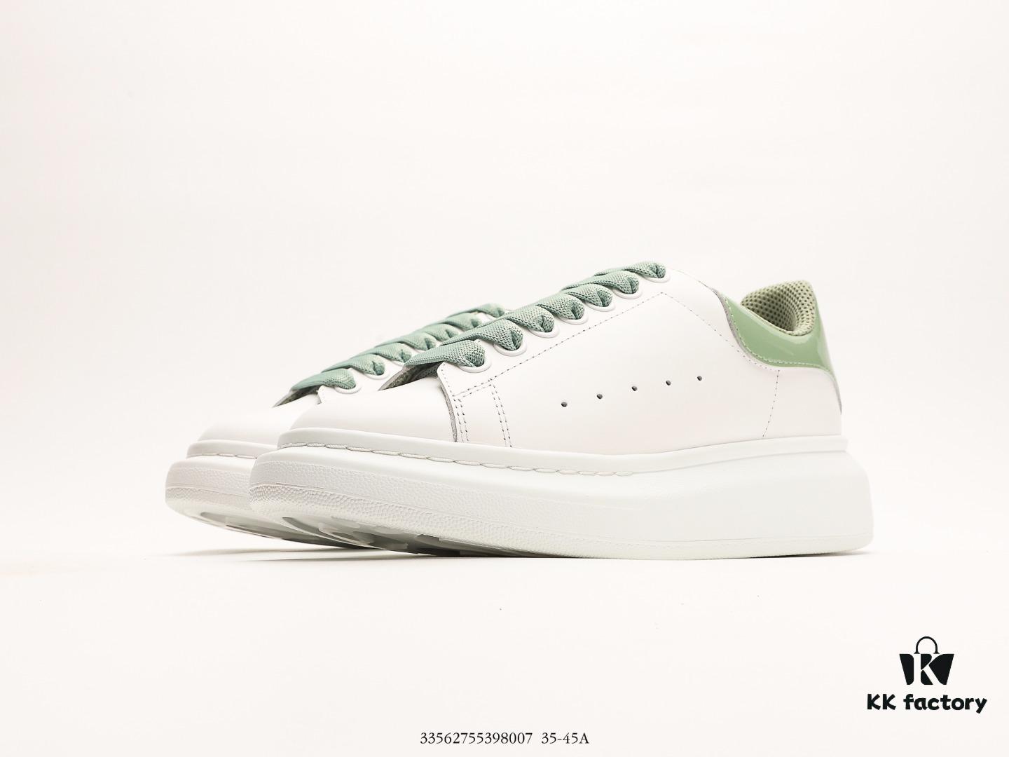Alexander McQueen Sole Leather Sneakers, Low-top Fashion Platform Casual White Sneakers