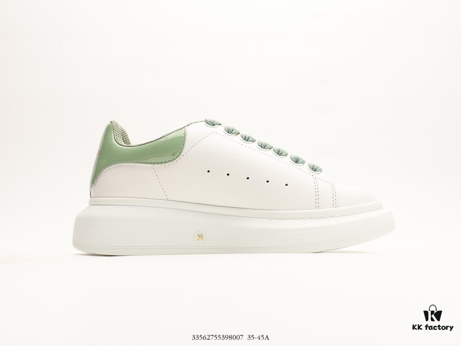 Alexander McQueen Sole Leather Sneakers, Low-top Fashion Platform Casual White Sneakers