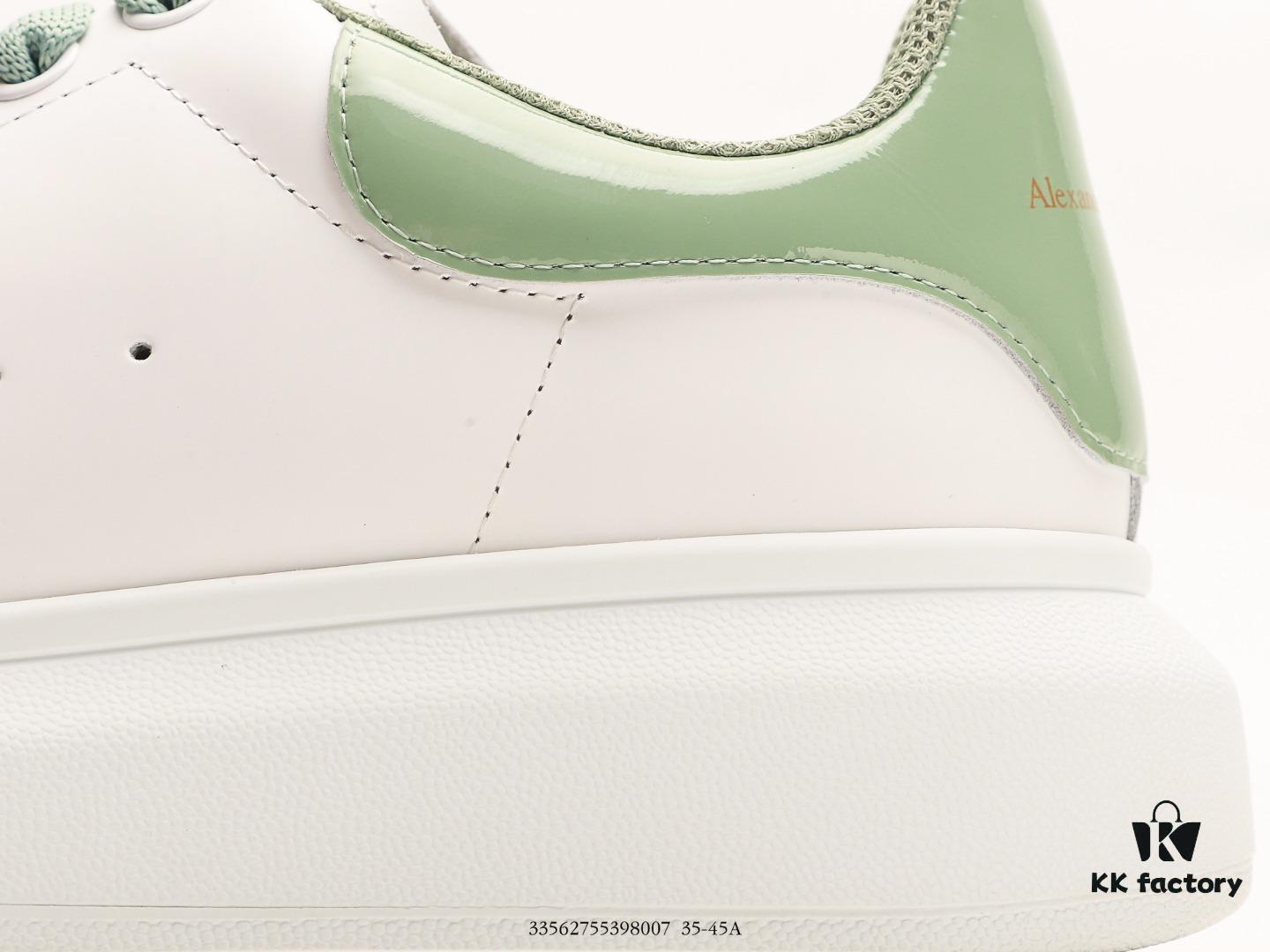 Alexander McQueen Sole Leather Sneakers, Low-top Fashion Platform Casual White Sneakers