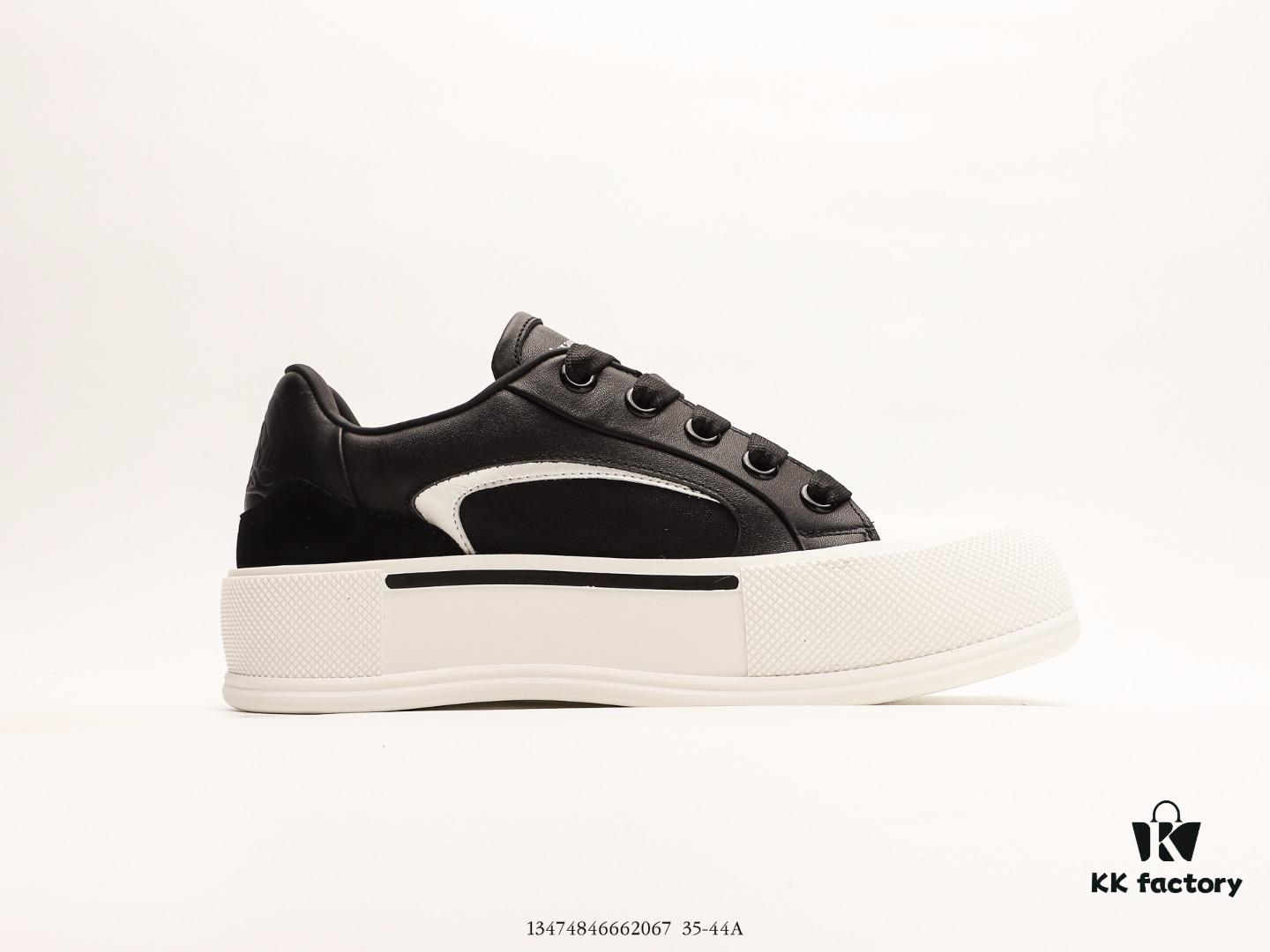 Alexander McQueen Thick-Soled White Sneakers, Hidden Wedge Athletic Shoes, Latest Collection Synchronized with Store Release, Unique and Stylish Design, Extremely Comfortable and Versatile, Round Toe Offers Full Toes Relief, Perfectly Elevated Sole Height for Subtle Height Increase and Slimming Effect