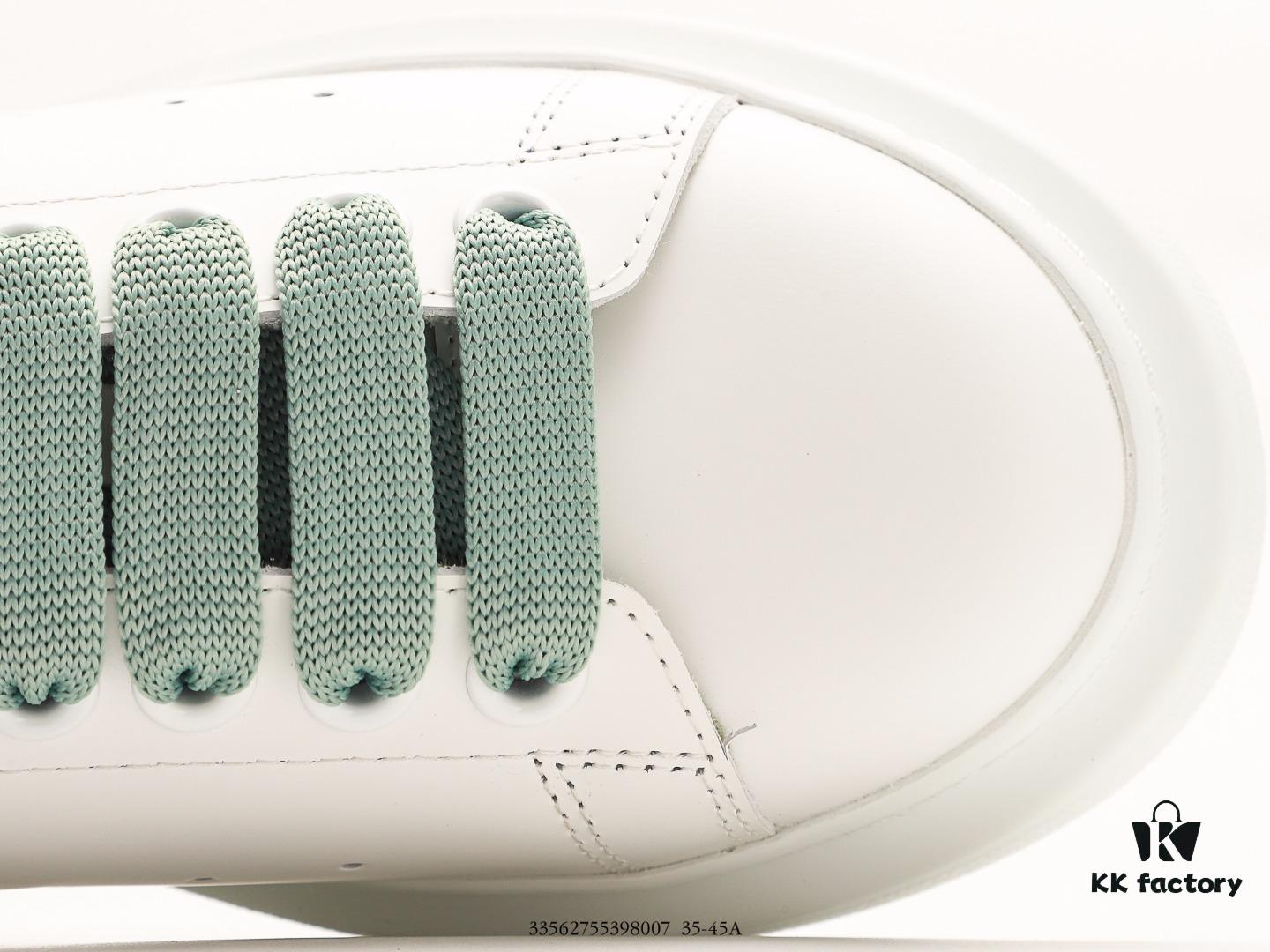 Alexander McQueen Sole Leather Sneakers, Low-top Fashion Platform Casual White Sneakers