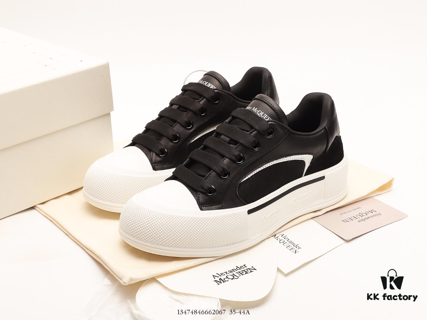 Alexander McQueen Thick-Soled White Sneakers, Hidden Wedge Athletic Shoes, Latest Collection Synchronized with Store Release, Unique and Stylish Design, Extremely Comfortable and Versatile, Round Toe Offers Full Toes Relief, Perfectly Elevated Sole Height for Subtle Height Increase and Slimming Effect