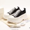 Alexander McQueen Alexander Wang Lace-Up Leather Canvas Shoes 2022 Spring Collection Premiere